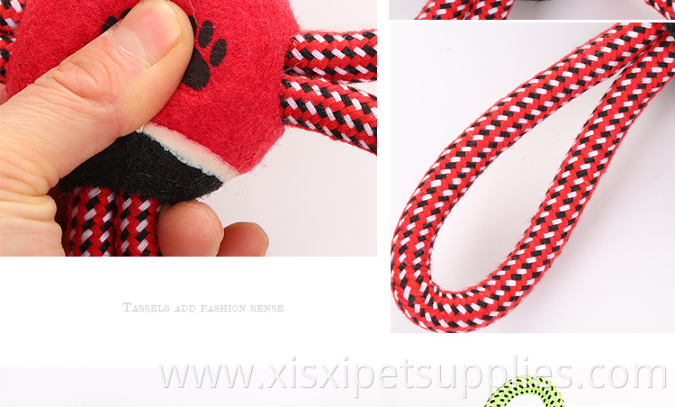 ready to ship flower shape rope pet toy with tennis ball new pattern